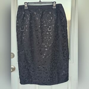 VTG Donna Vinci Women Paisley Print Penicil Skirt Sz 16 Black Y2k Career Office